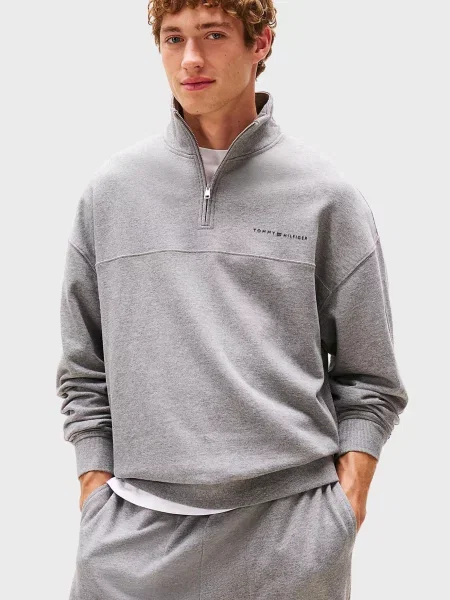 Свитер Tommy Hilfiger на полумолнии серый