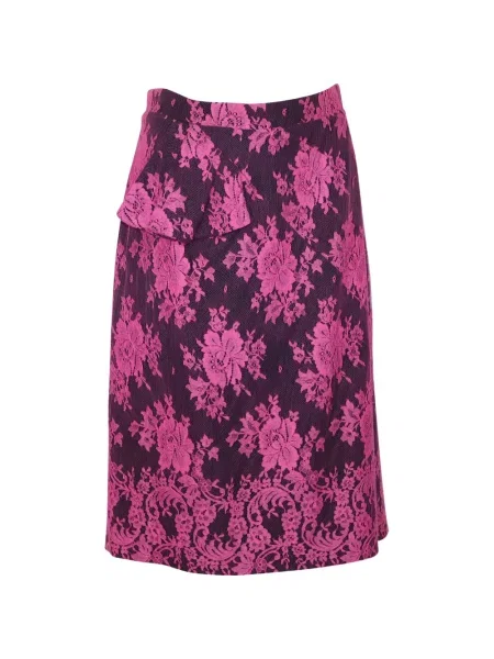 Fustă midi Erdem cu model floral din dantelă până la genunchi roz