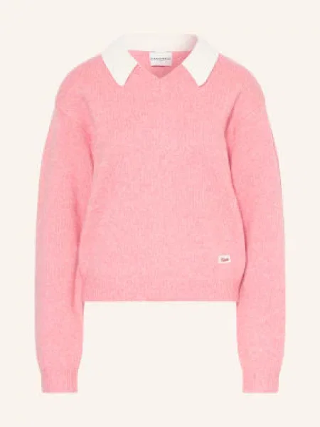 Claudie Pierlot Sweter Z Odpinanym Kołnierzem pink różowy