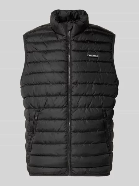 Kamizelka pikowana z zapinanymi na błyskawiczny model ELVIS' Jack & Jones czarna