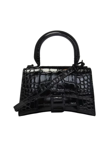 Torebka skórzana Balenciaga Hourglass skórzana elegancka czarna