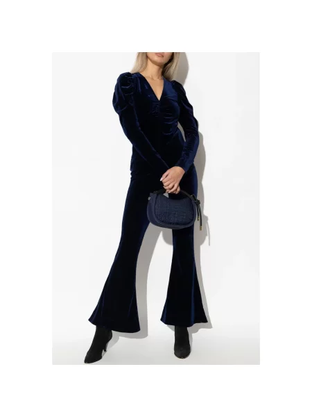 Welurowy top Ganni niebieski