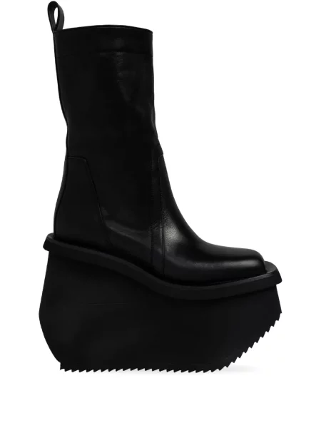 Botine Rick Owens din piele cu platformă negru