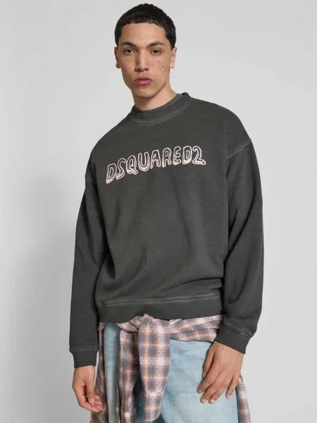 Bluzy Mężczyzna M Bluza Luźny Fason Logo Dsquared2 szary