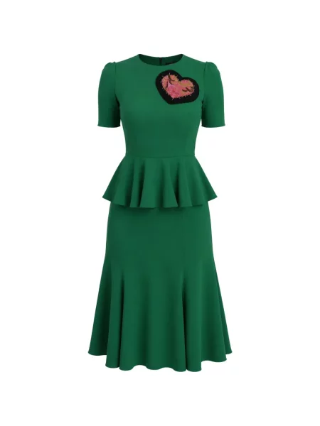 Rochie midi Dolce & Gabbana cu motiv cu inimi verde