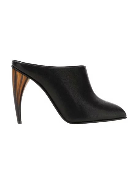 Klapki mules Alexander Mcqueen skórzane czarne