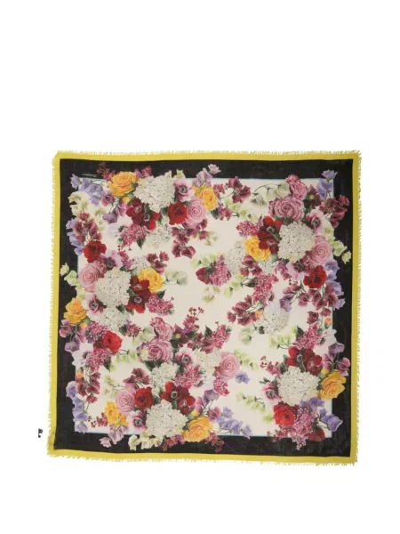 Fular Dolce & Gabbana cu model floral cu imagine negru