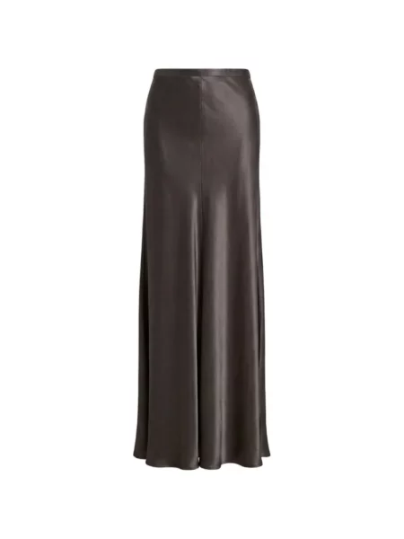 Fusta maxi Alberta Ferretti din satin evazată gri