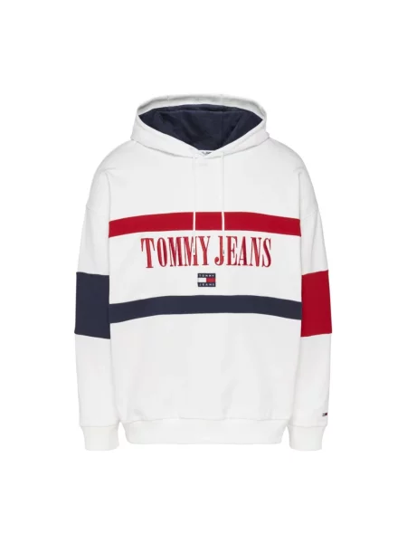 Bluza z kapturem Tommy Jeans z kapturem z logo biała