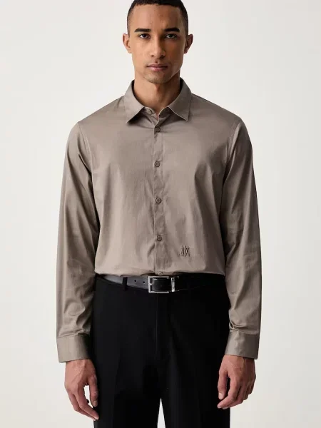 Armani Exchange cămașă pentru bărbați din cu maro