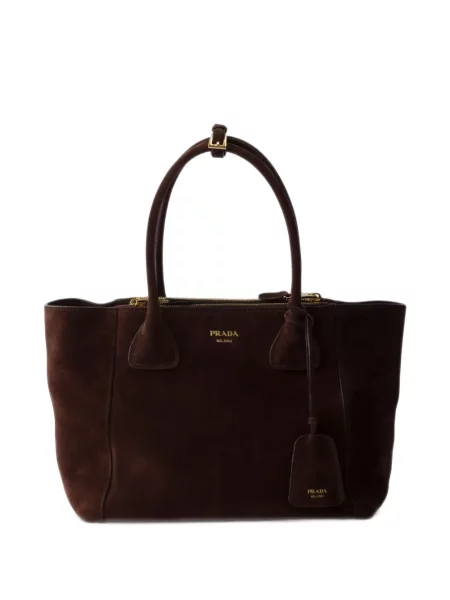 Geantă shopper Prada din piele de căprioară maro