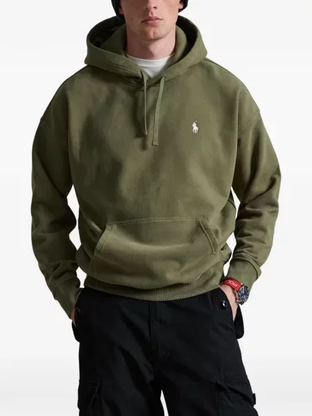 Велурен суитчър Polo Ralph Lauren с автограф сиво
