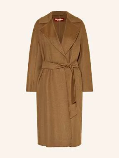 Max Mara Studio Vlněný Kabát Cles světle hnědá