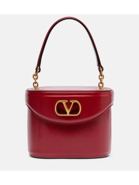 Lakierowana torebka skórzana Valentino Garavani skórzana czerwona