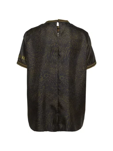 Top Max Mara de mătase cu imagine cu model leopard verde