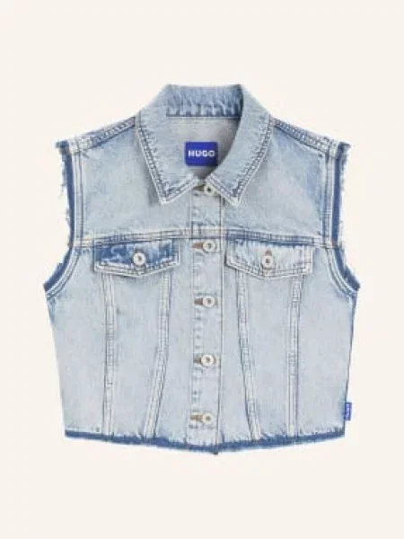 Hugo Krótka Kamizelka Jeansowa Garis blau niebieska