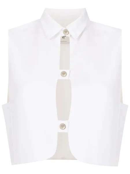 Kamizelka Misci z krepy o krotszym kroju biała