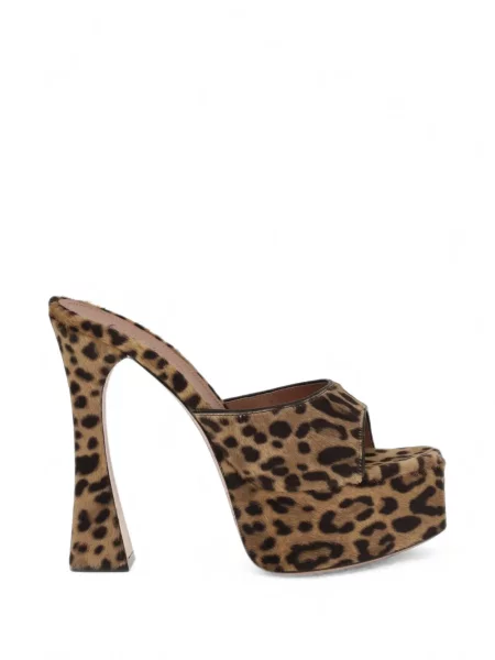 Sandale Amina Muaddi cu platformă cu imagine cu model leopard maro