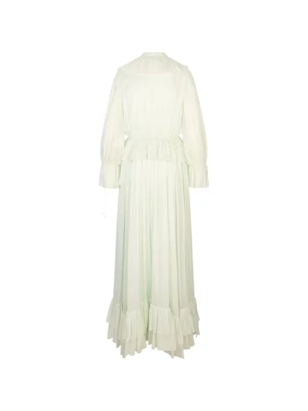 Rochie maxi Chloé de mătase cu volane gri