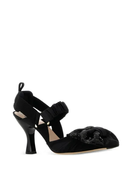 Pantofi cu toc Fendi cu funde negru