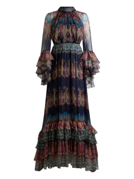 Rochie maxi Etro cu imagine cu model paisley de costum albastru