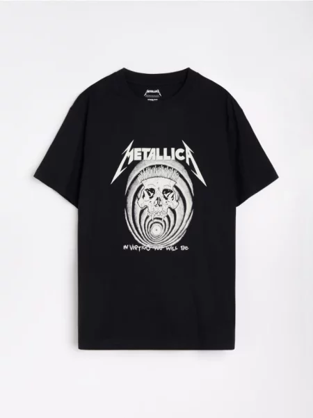Sinsay koszulka z nadrukiem Metallica czarny