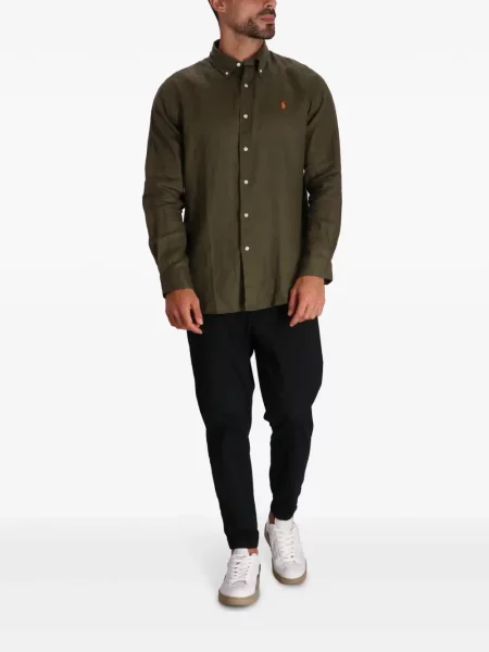 Lněné polotričko Polo Ralph Lauren s výšivkou modré