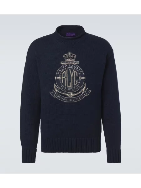Pulover Ralph Lauren Purple Label cu broderie albastru