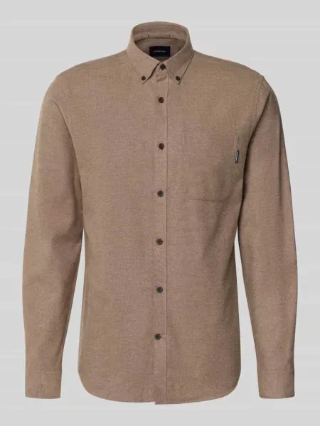 Koszula casualowa o kroju slim fit z kieszenią na piersi model ‘Brushed’ Lindbergh