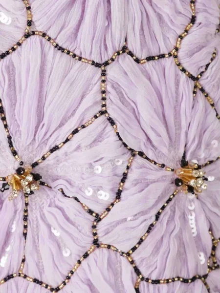 Mała sukienka mini La Doublej z cekinami garniturowa fioletowa