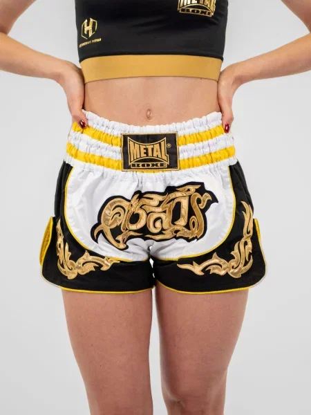Spodenki do boksu tajskiego Metal Boxe Lumpunee białe