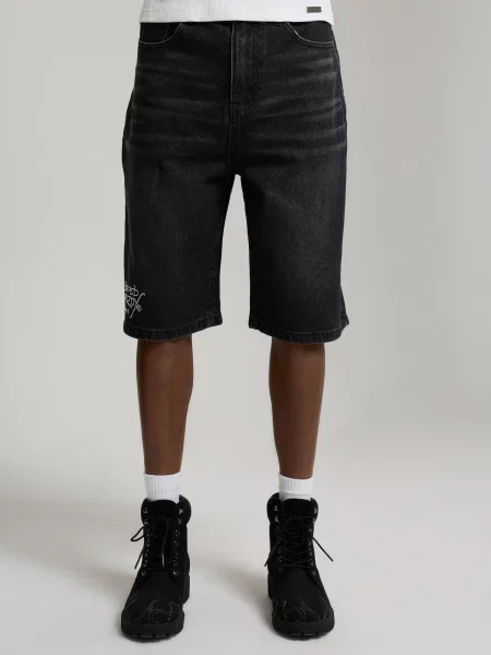 Ed Hardy Džínsy Skull Rose svetlosivá / denim / šedobiela čierny