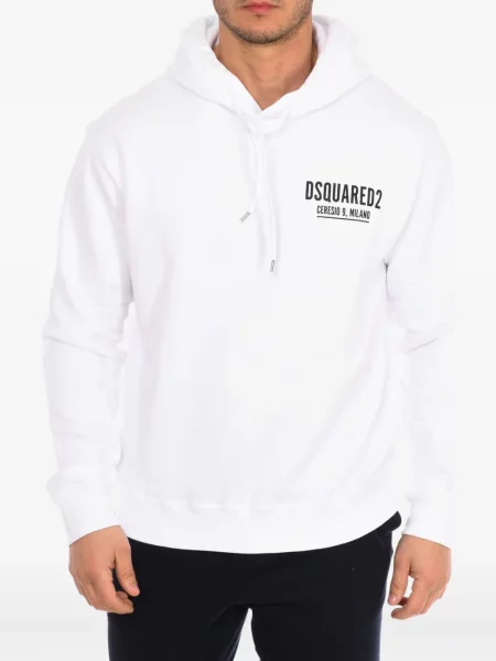 Hanorac cu glugă Dsquared2 cu imagine alb