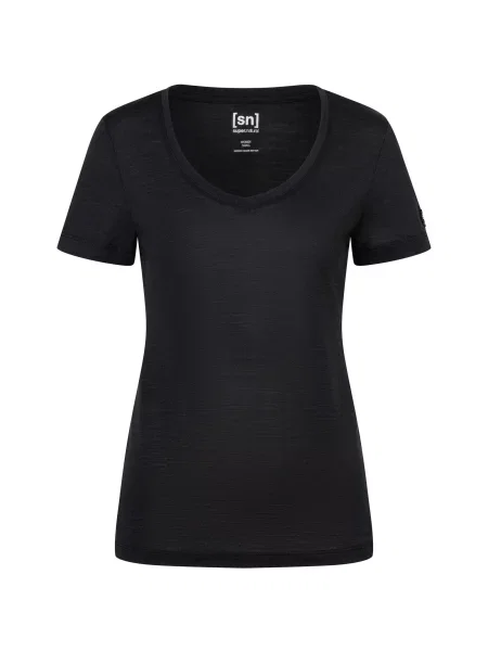Koszulka termoaktywna z krótkim rękawem SUPER.NATURAL Sierra V Neck czarna