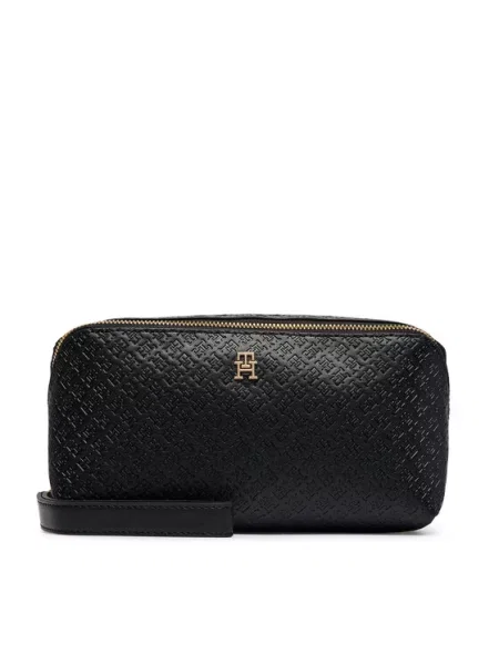 Tommy Hilfiger Kozmetični kovček Th Icon Double Washbag Mono črna