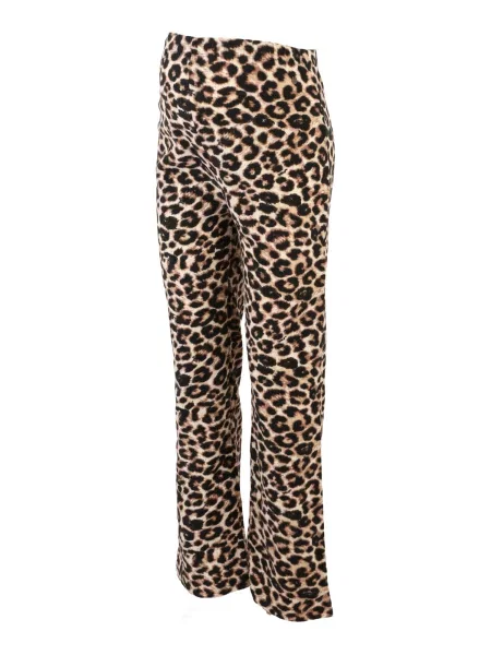 Pantaloni ecru / maro coniac negru