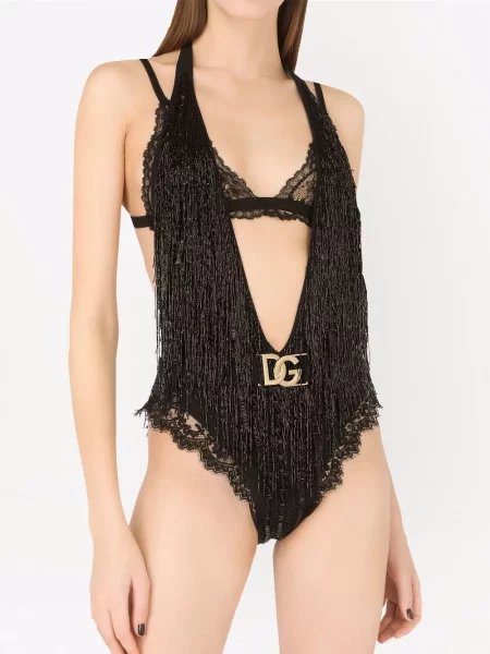 Plavky Dolce & Gabbana s výstřihem do v černé