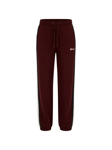 Pantaloni Guess cu dungi alergare cu cordon roșu