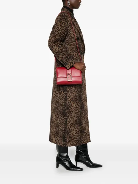 Kožená kabelka satchel Furla červená