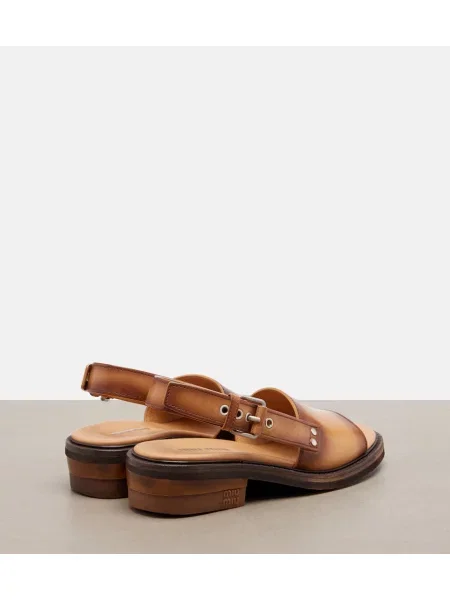 Sandale Miu Miu din piele slingback maro