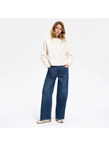 Reserved Džíny wide leg comfort ocelově modrá