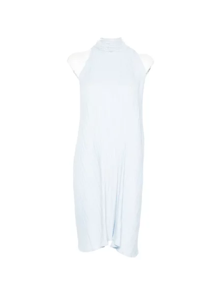 Plisirana odgovarati haljina Gongdid Design ular vrat plava