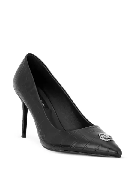Pantofi cu toc Philipp Plein din piele cu imagine negru