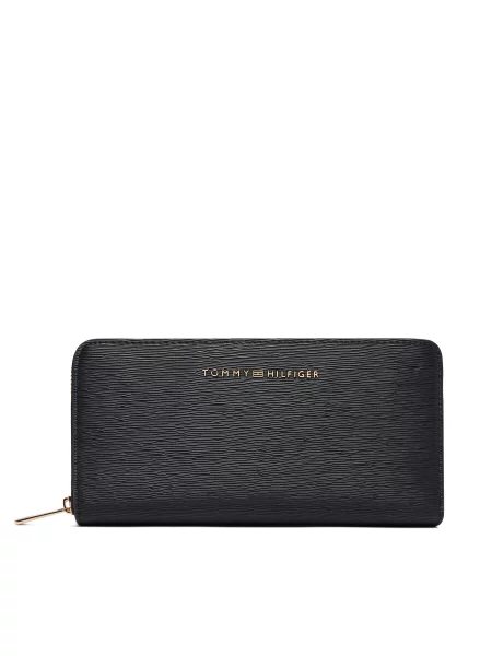 Tommy Hilfiger Портфейл Th Modern Large Zip Around черен