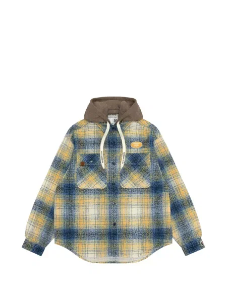 Cămașă Aape By A Bathing Ape în carouri cu glugă albastru
