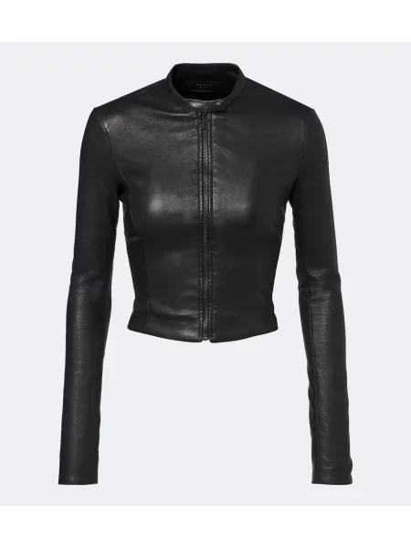 Oříznuté kožená bunda Gucci černá
