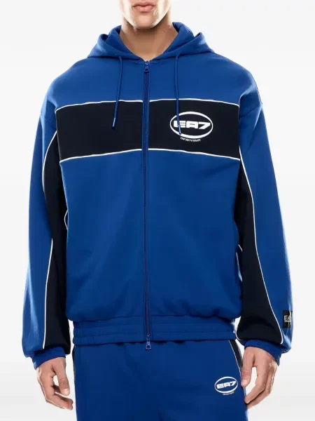 Hanorac cu glugă Ea7 Emporio Armani cu imagine albastru