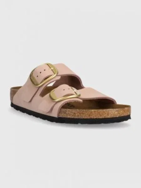 Natikače od nubuk kože Birkenstock Arizona Big Buckle ružičasta
