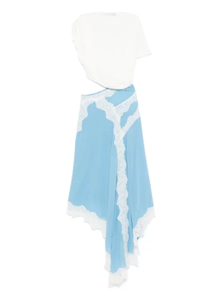 Sukienka midi Christopher Esber koronkowa do kolan garniturowa niebieska