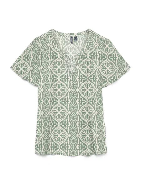 VERO MODA Bluză VMMENNY verde pastel / verde închis alb